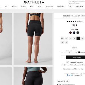 Athlete Salutation Stash 7 Short - Size Large - Like New!